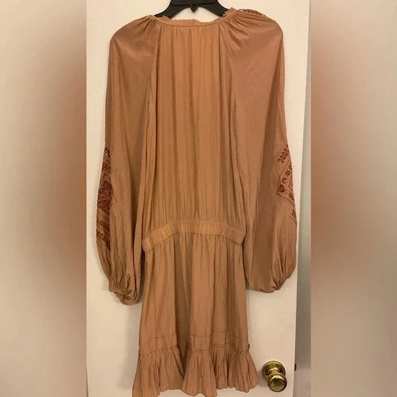 NWT Ramy Brook Emmett Ruffle Minidress Caramel Size Small - Picture 5 of 7